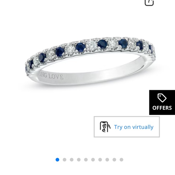 Vera Wang Love Collection 1/8 CT. T.W.
Diamond and Blue Sapphire Band 14K - Picture 1 of 6